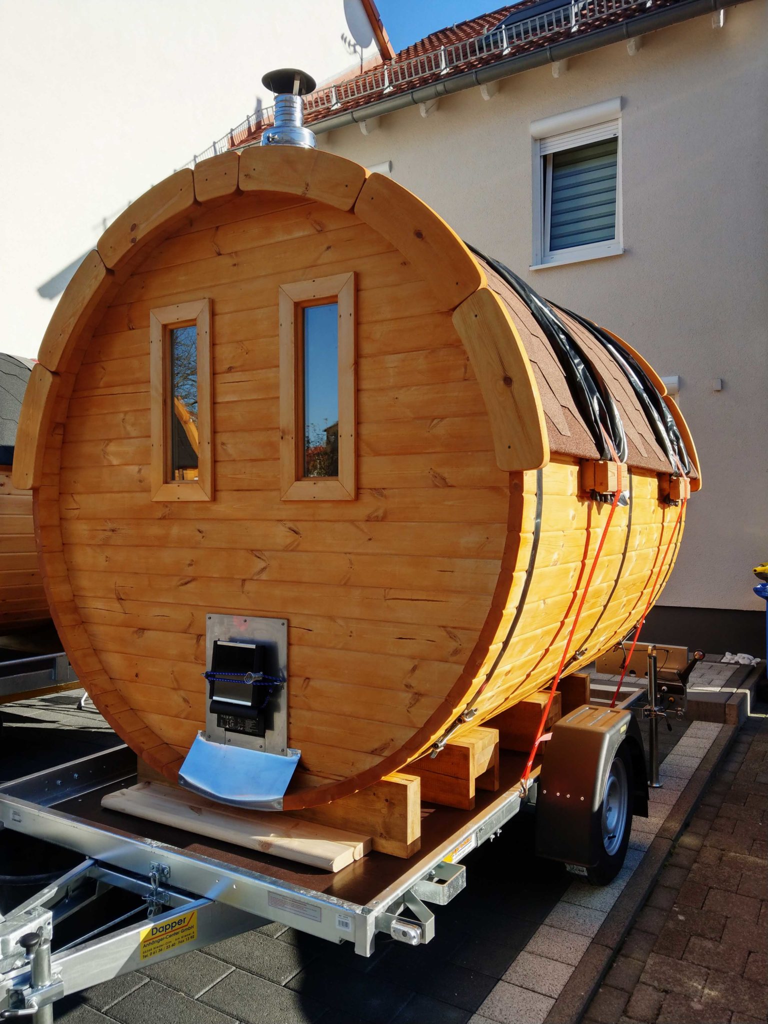 Sauna 2 4 x 2 27 f r 6 personen mobile fasssauna saunafass mieten