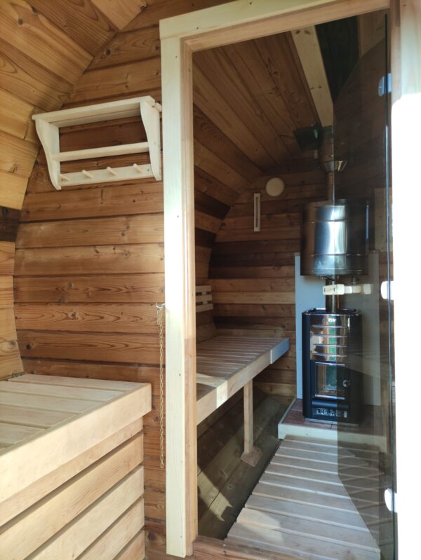 Thermoholz Fasssauna mit Vorraum – Bild 6