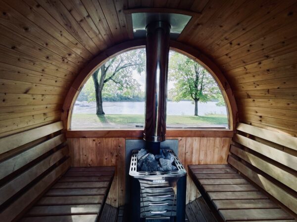 Mobile Sauna mit Panoramafenster Riedsauna für 4 Personen – Bild 6